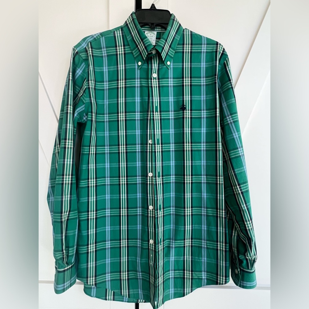 Brooks Brothers Green Plaid Men's Shirt